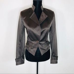 Brown Shiny Crop Jacket Blazer Size Small